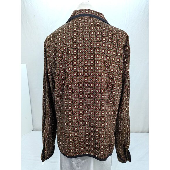 Bora Bora Women Long Sleeve Blouse with Fabric Buttons Geometric Design Size XL - Picture 4 of 10